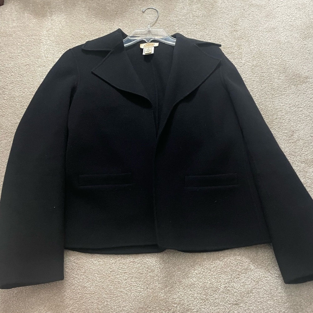 Talbots Black Structured Blazer Tailored Cropped … - image 1